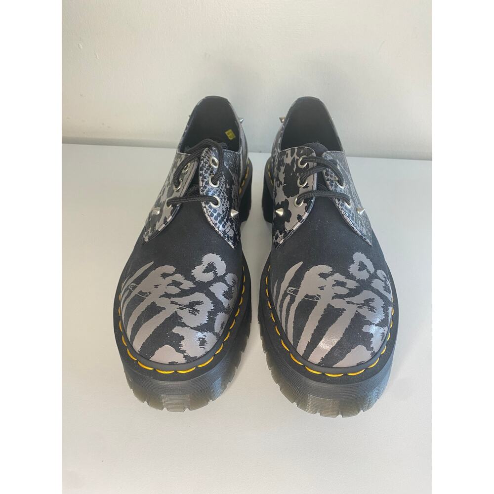 DR MARTENS 1461 Quad Animal Clash Studded Platform Shoe Size W9 M8 Black Gray - Picture 5 of 12